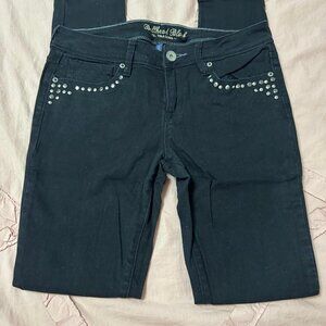 Bullhead Black 2000s Y2K Studded Pocket Low Rise Skinniest Skinny Jeans.
